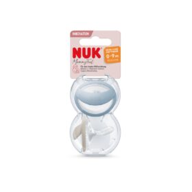Nuk Lot de 2 sucettes Mommy Feel Bleu et Gris 0-9 mois