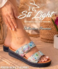 Sabot Orthopédique STI Femme Bleu Fleuri FS019