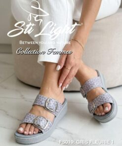 Sabot Orthopédique STI Femme Gris Fleuri FS019