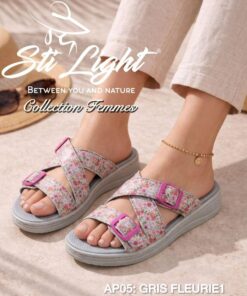 Sabot Orthopédique STI Femme Gris Fleuri AP05