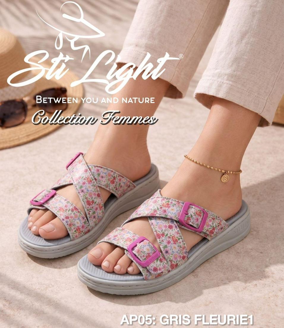 Sabot Orthopédique STI Femme Gris Fleuri AP05