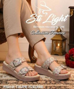 Sabot Orthopédique STI Femme Taupe Fleuri FS019