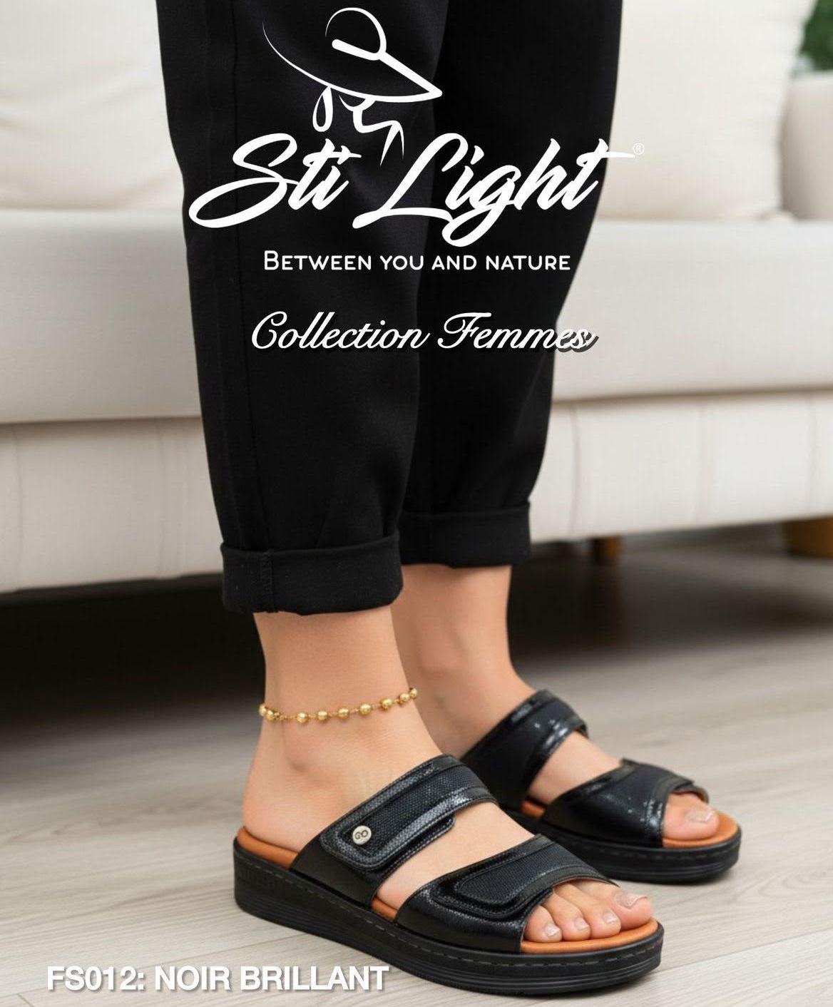 Sabot Orthopédique STI Femme Noir Brillant FS012