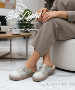 Sabot Orthopédique STI Femme Beige Taupe Brillant FS08