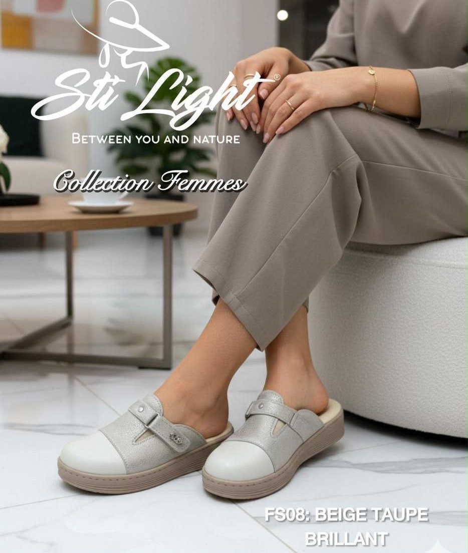 Sabot Orthopédique STI Femme Beige Taupe Brillant FS08
